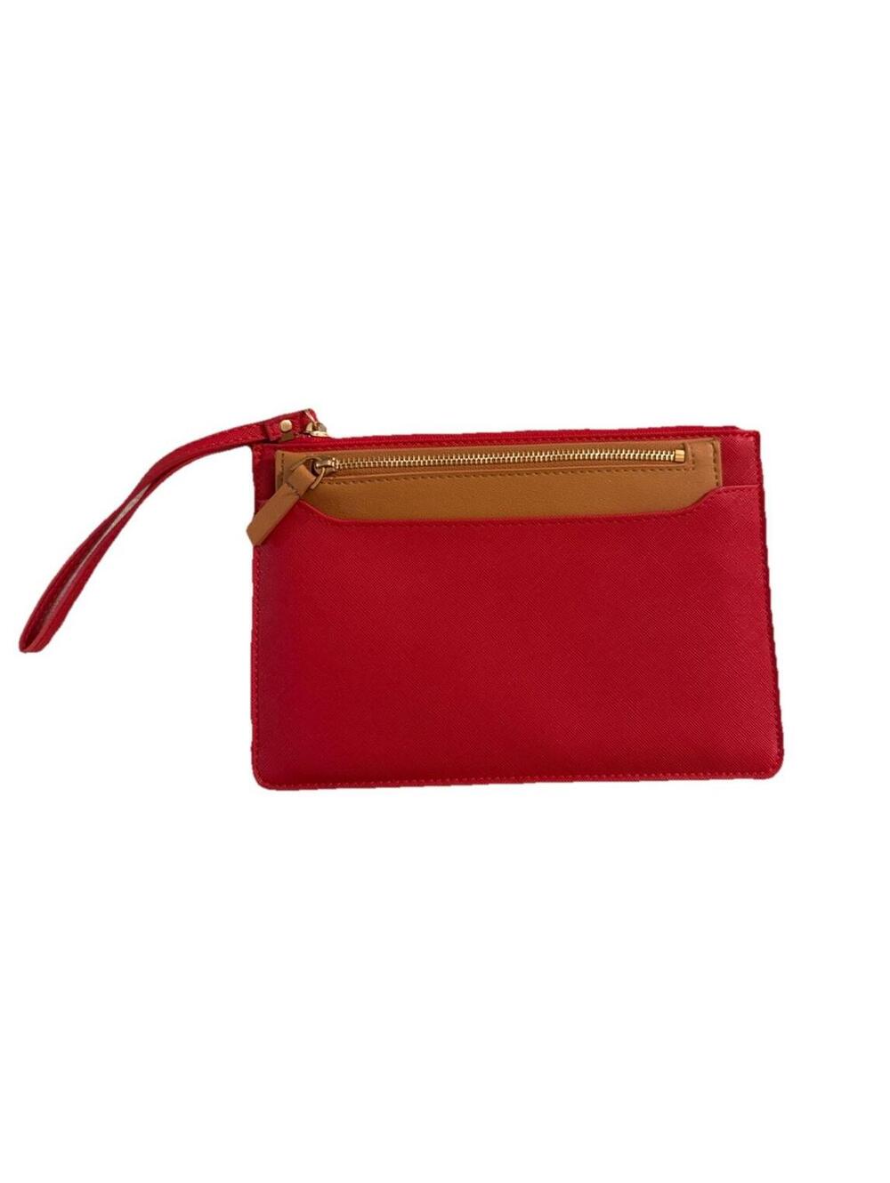 Sondra Roberts Squared Wristlet Red Brown Two In One 8.5x5.5”